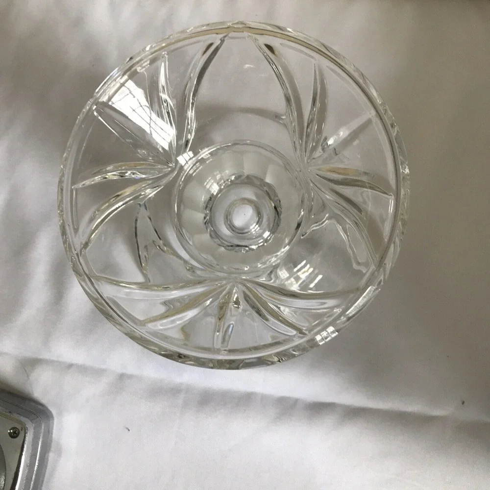 Gorham Marquette Crystal Reversible Candle Holder Frosted‎ Center